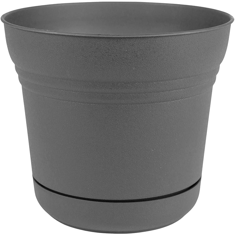 Bloem Saturn 7 in. D Polyresin Planter Charcoal