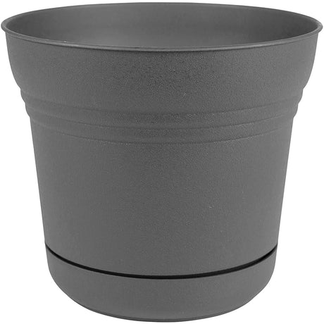 Bloem Saturn 7 in. D Polyresin Planter Charcoal