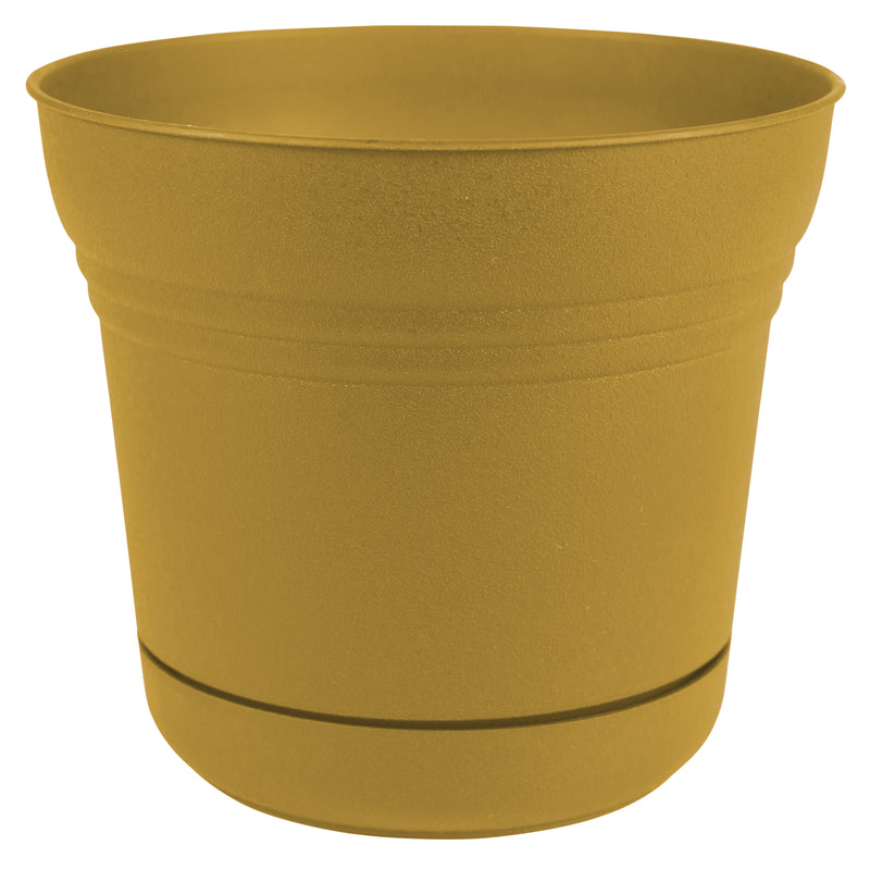 Bloem Saturn 10 in. D Polyresin Planter Yellow