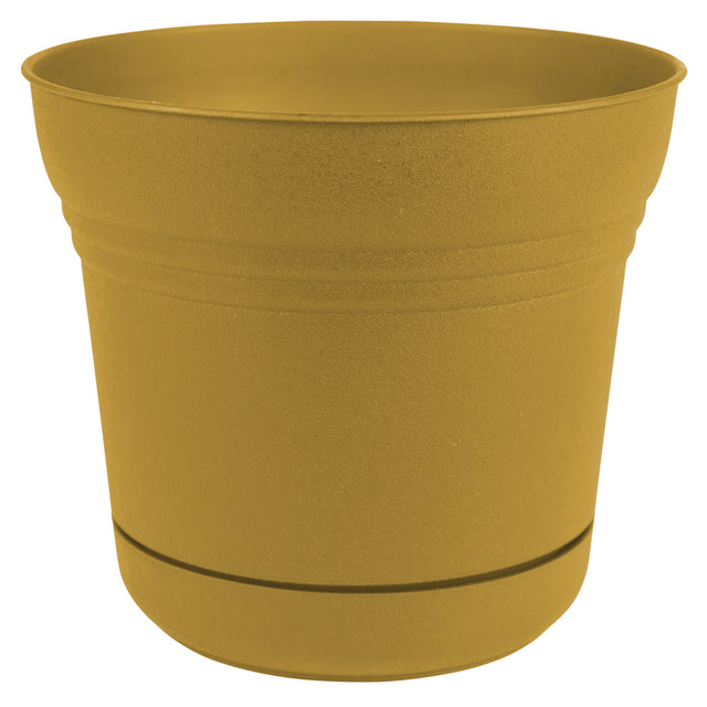 Bloem Saturn 10 in. D Polyresin Planter Yellow