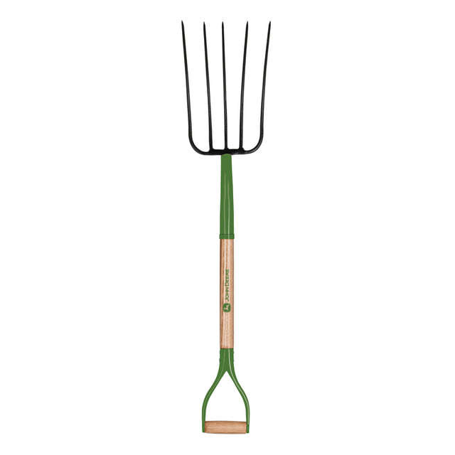 John Deere 5 Tine Steel Compost Fork 36 in. Wood Handle