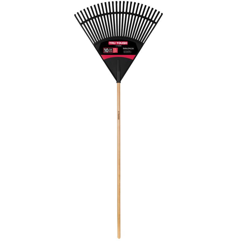 Truper Tru-Tough 66.5 in. 26 Tine Poly Leaf Rake Wood Handle