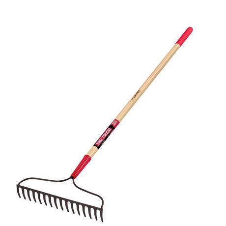 Truper Tru-Tough 59.75 in. 16 Tine Steel Bow Rake Wood Handle