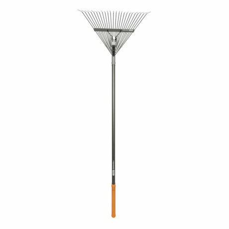 Fiskars Pro 66.25 in. 25 Tine Steel Leaf Rake Aluminum Handle