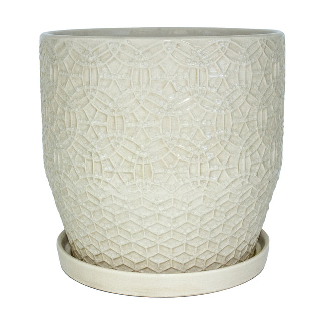 Trendspot Rivage 9.9 in. H X 9.9 in. W X 9.9 in. D X 10 in. D Ceramic Planter White