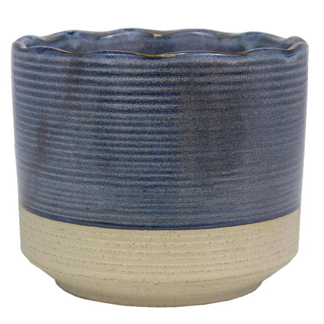 Trendspot Shore 5.1 in. H X 6 in. W X 6 in. D X 6 in. D Ceramic Planter Blue