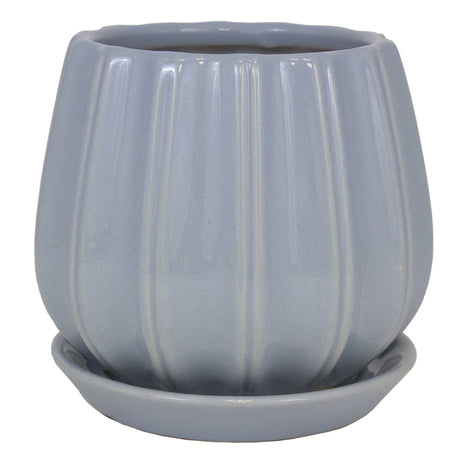 Trendspot Contour 5.5 in. H X 5.9 in. W X 5.9 in. D X 6 in. D Ceramic Planter Light Blue