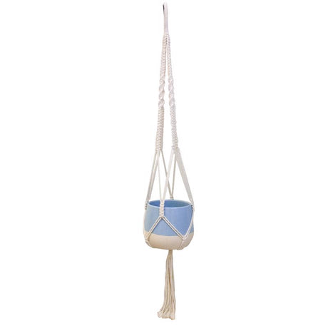 Trendspot Macrame 4.7 in. H X 5.7 in. W X 5.7 in. D X 5.5 in. D Ceramic Planter Aqua