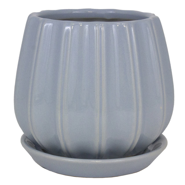 Trendspot Contour 7.28 in. H X 8 in. W X 8 in. D X 8 in. D Ceramic Planter Light Blue