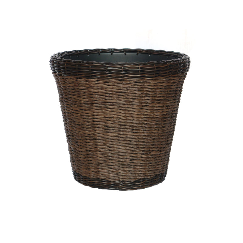 Infinity 15 in. H X 17 in. D PP Plastic Woven Wicker Planter Brown