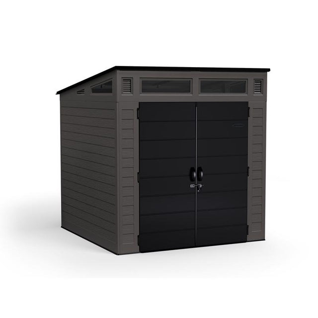 Suncast Modernist 7 ft. x 7 ft. Resin Vertical Pent Storage Shed with Floor Kit