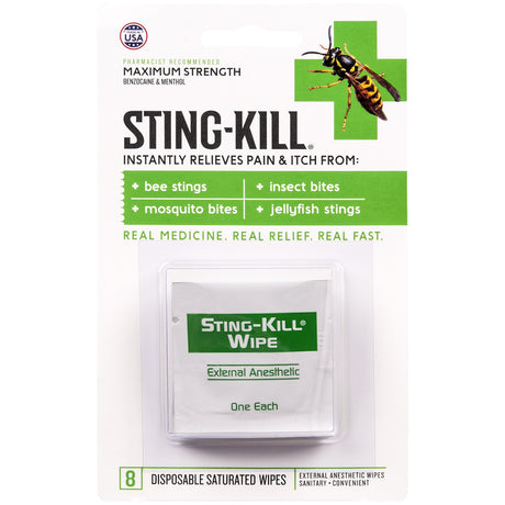 Sting Kill Anesthetic Wipes 8 pk