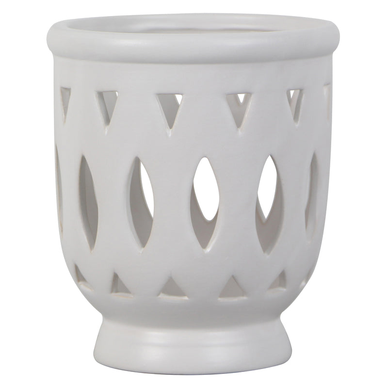 Trendspot Orchid 6.1 in. H X 5.5 in. W X 5.5 in. D X 6 in. D Ceramic Planter White