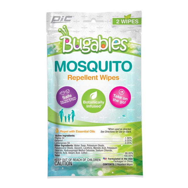 PIC Bugables Insect Repellent Towelettes For Mosquitoes 2 pk