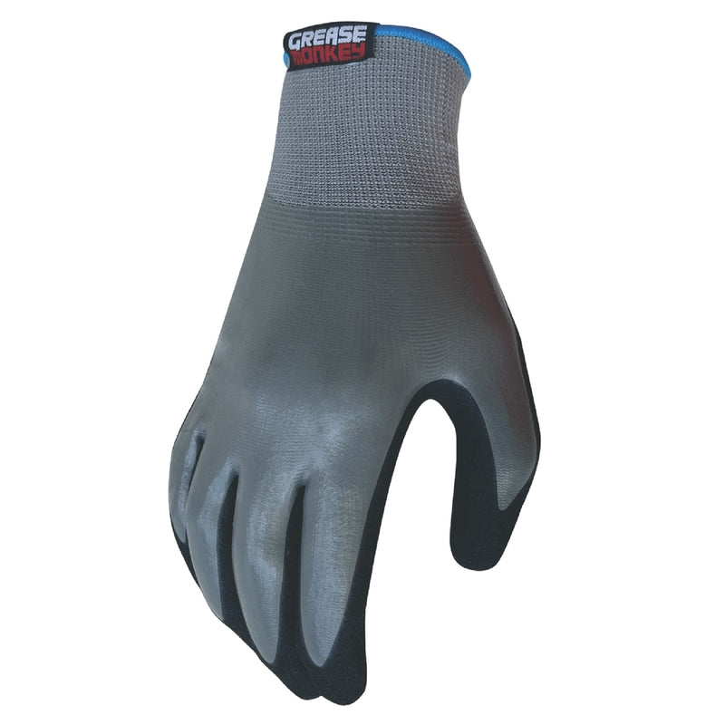 Grease Monkey XL Nitrile Waterproof Gray Dipped Gloves