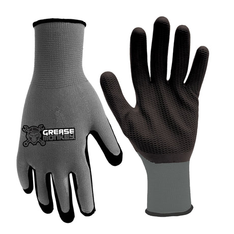 Grease Monkey L Latex Honeycomb Black/Gray Dipped Gloves