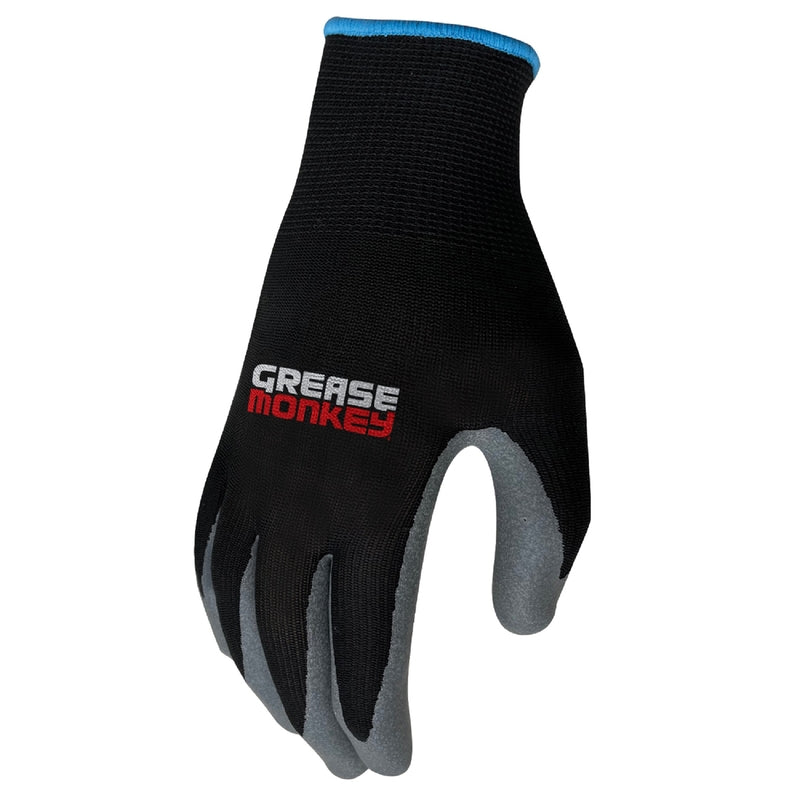 Grease Monkey M Latex Honeycomb Black/Gray Dipped Gloves