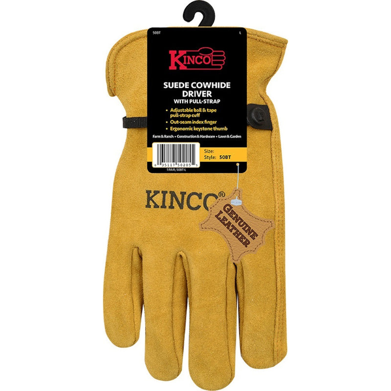 Kinco Men's Indoor/Outdoor Driver Gloves Gold XL 1 pair