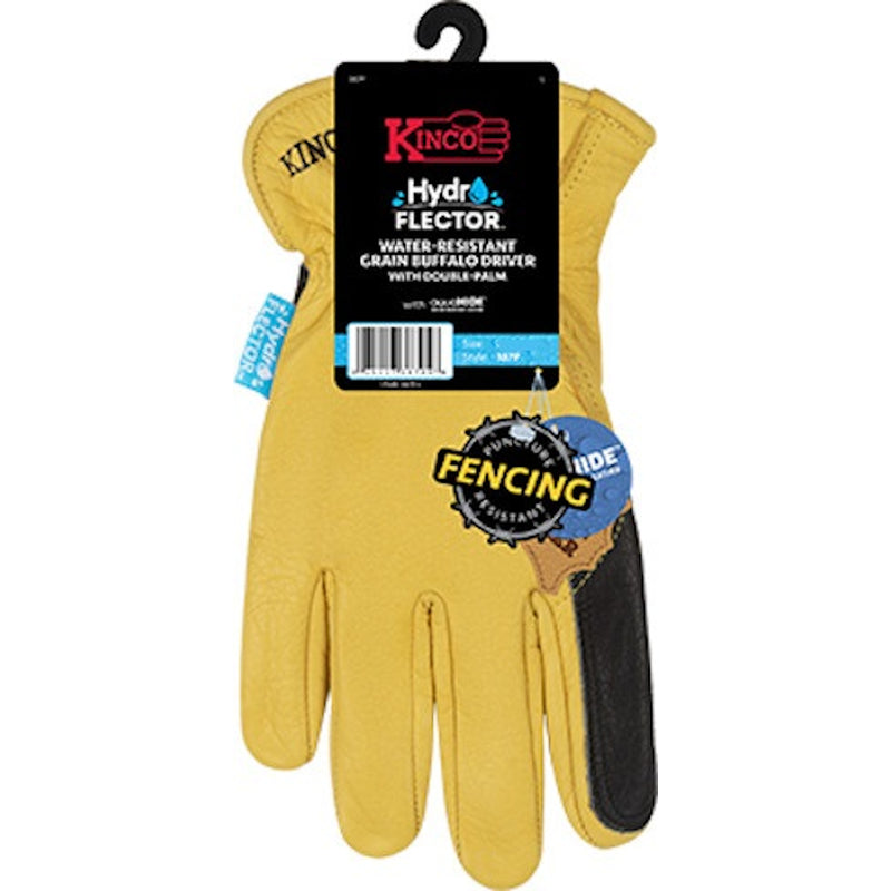 Kinco Hydroflector Men's Indoor/Outdoor Full Grain Driver Gloves Black/Gold M 1 pair