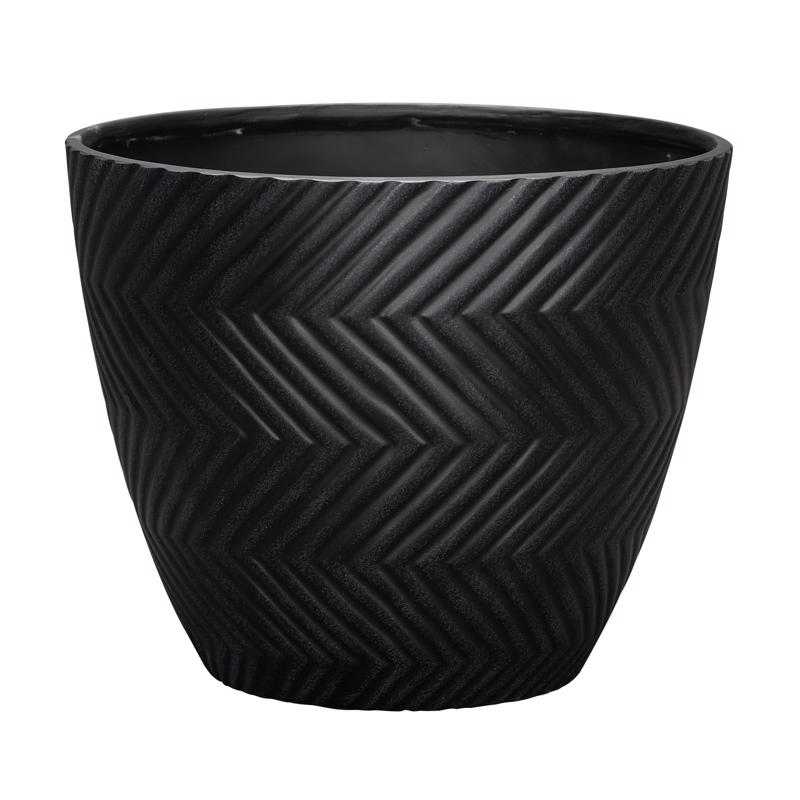 L&G Solutions 13 in. H X 16 in. D Polyresin Yuma Planter Black