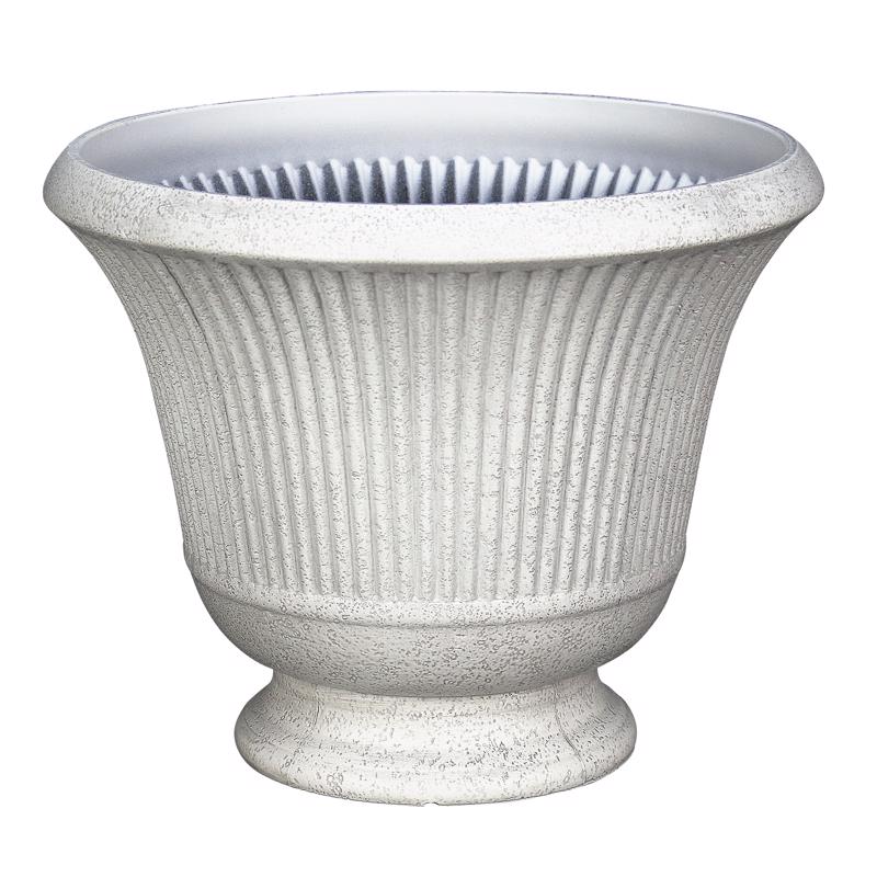 L&G Solutions 12.9 in. H X 16 in. D Polyresin Pedestal Urn Planter Stone