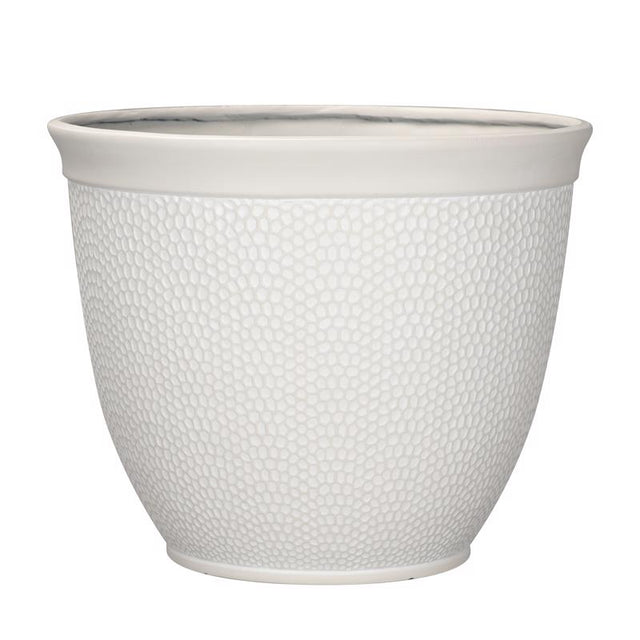 L&G Solutions 13 in. H X 16 in. D Polyresin Shea Planter White