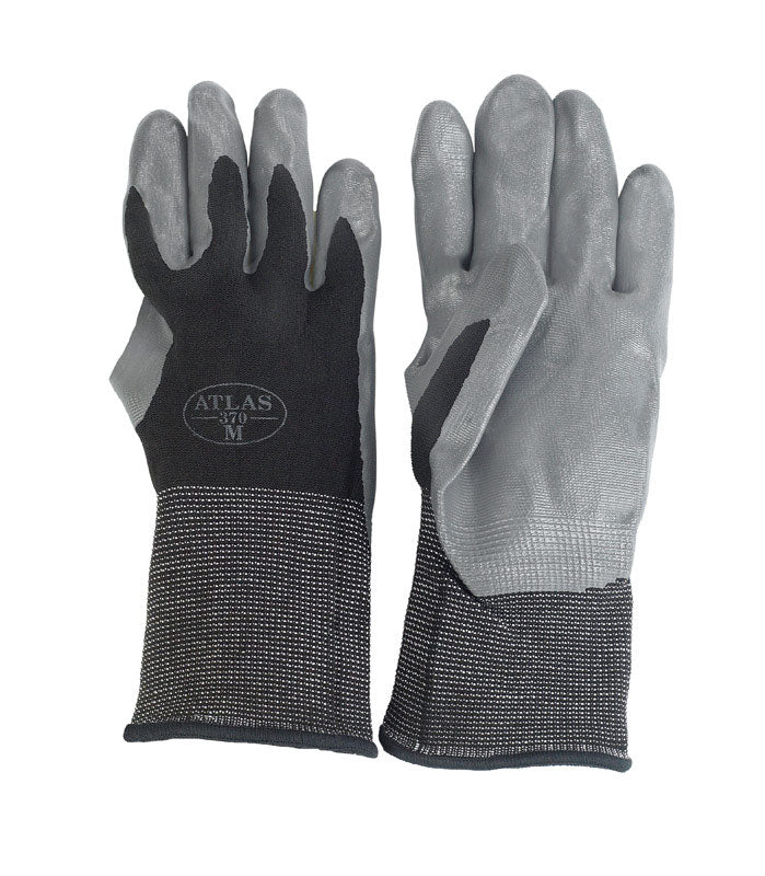 Atlas Unisex Indoor/Outdoor Dipped Gloves Black/Gray M 1 pair