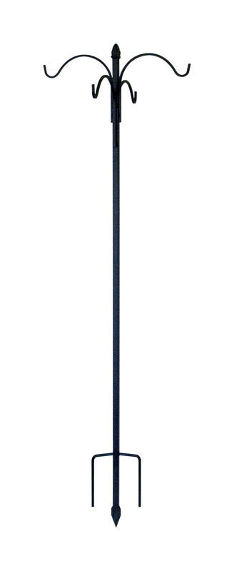 Panacea Black Wrought Iron 84 in. H 4 Way Crook w/Finial Plant Hook 1 pk