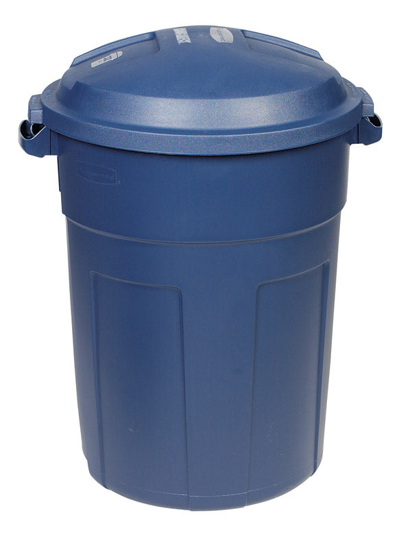 Rubbermaid Roughneck 32 gal Blue Plastic Garbage Can Lid Included