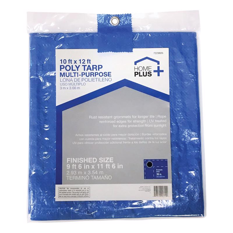 Home Plus 10 ft. W X 12 ft. L Light Duty Polyethylene Tarp Blue