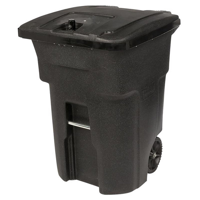 Toter Bear Tough 96 gal Black Plastic Wheeled Trash Can Lid Included