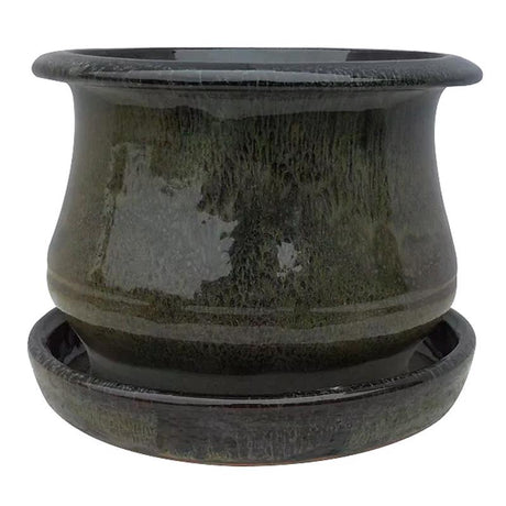 Trendspot Low Bell 5.3 in. H X 6.9 in. W X 6.9 in. D X 7 in. D Ceramic Planter Green