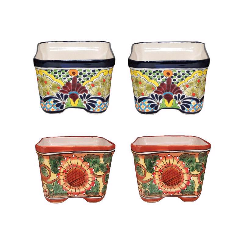 Avera Products Talavera 6 in. H X 8 in. W X 8 in. D Ceramic Cuadrada Planter Multicolored