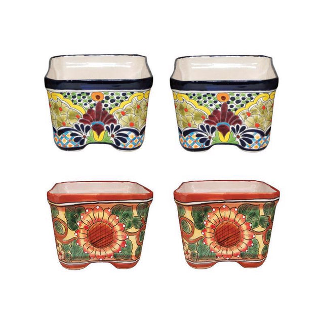 Avera Products Talavera 6 in. H X 8 in. W X 8 in. D Ceramic Cuadrada Planter Multicolored