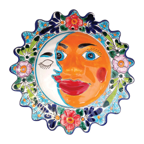 Avera Products Talavera Multi-color Ceramic 14 in. H Sun and Moon Wall Hanging