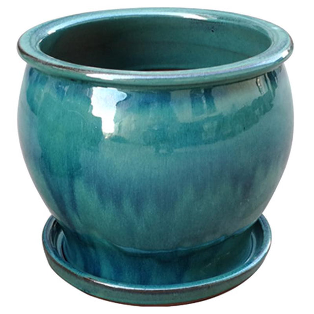 Trendspot Studio 6.3 in. H X 8 in. W X 8 in. D X 8 in. D Ceramic Planter Aqua