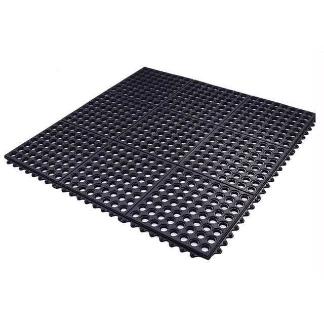 Flexgard 36 in. W X 36 in. L Black Interlocking Ring Mat Rubber Anti Fatigue Mat