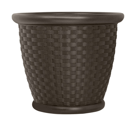 Suncast Sonora 15.75 in. H X 18 in. W Resin Planter Brown