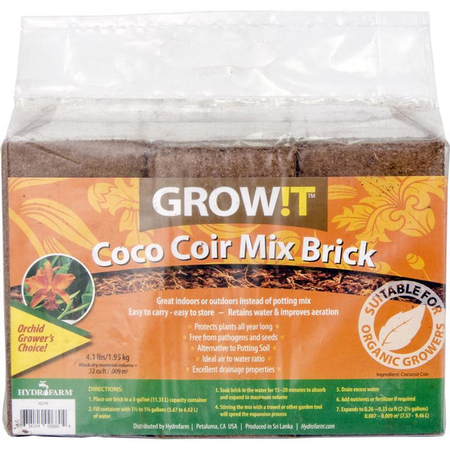 Growit Organic All Purpose Coco Coir Mix Brick 0.32 cu ft