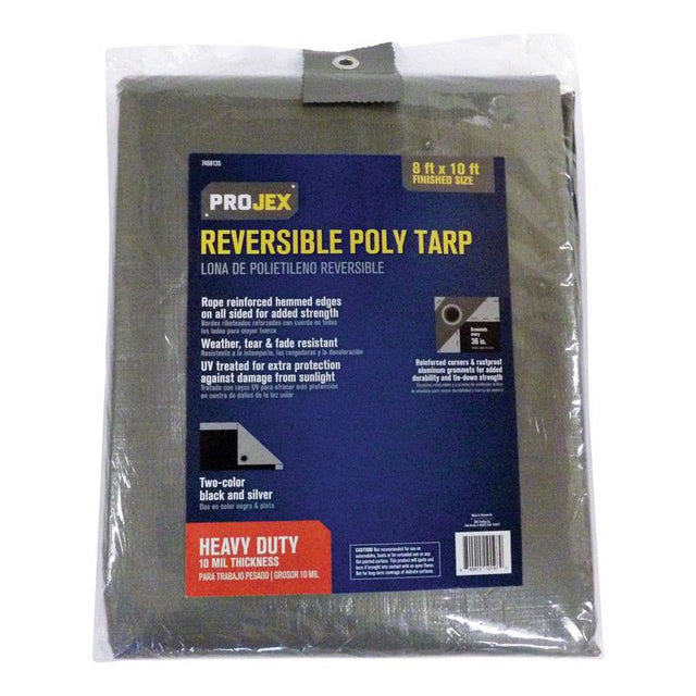 Projex 8 ft. W X 10 ft. L Heavy Duty Polyethylene Reversible Tarp Black/Silver