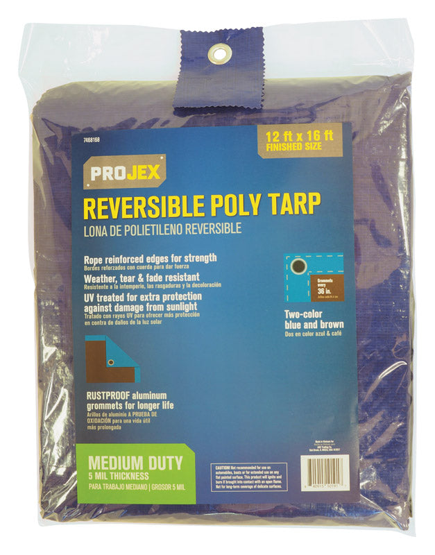 Projex 12 ft. W X 16 ft. L Medium Duty Polyethylene Tarp Blue/Brown