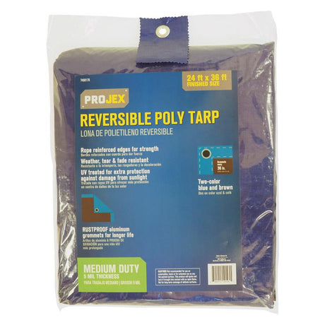 Projex 24 ft. W X 36 ft. L Medium Duty Polyethylene Reversible Tarp Blue/Brown