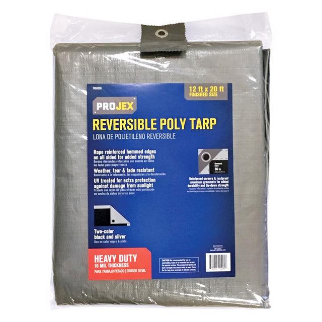 Projex 12 ft. W X 20 ft. L Heavy Duty Polyethylene Reversible Tarp Black/Silver