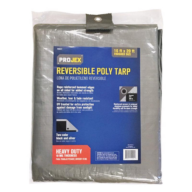 Projex 16 ft. W X 20 ft. L Heavy Duty Polyethylene Reversible Tarp Black/Silver