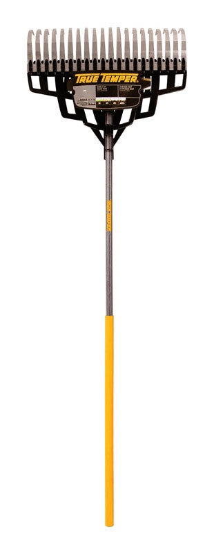 True Temper 65.25 in. 20 Tine Steel Lawn Rake Wood Handle