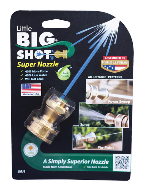 Little Big Shot 3 Pattern Adjustable Continuous Brass Hose Nozzle