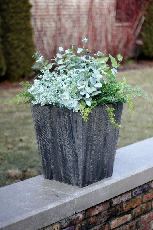 Suncast Farmington 18 in. H X 16 in. W X 16 in. D Resin Farmhouse Planter Gray