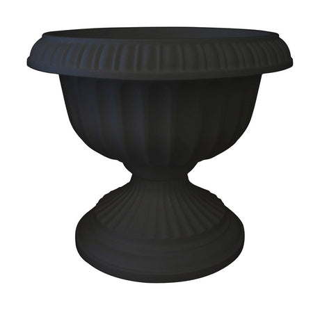 Bloem 14.8 in. H X 17.8 in. D Plastic Grecian Urn Flower Pot Black