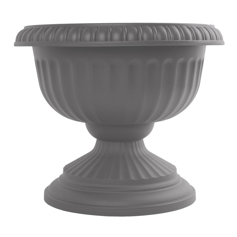 Bloem 14.8 in. H X 17.8 in. D Plastic Grecian Urn Flower Pot Charcoal