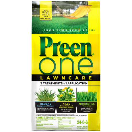 Preen One Lawncare Weed & Feed Lawn Fertilizer For All Grasses 5000 sq ft